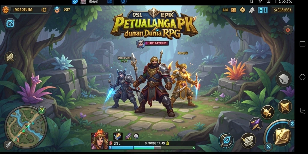 Screenshot gameplay 9SL menampilkan pertarungan epik di dunia fantasi.