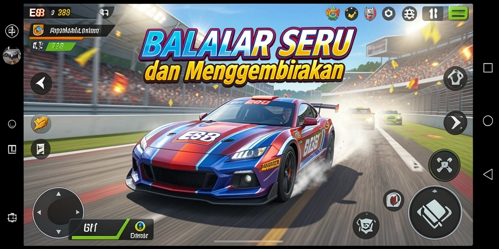 Screenshot E88 yang menampilkan balapan seru dengan grafik memukau.