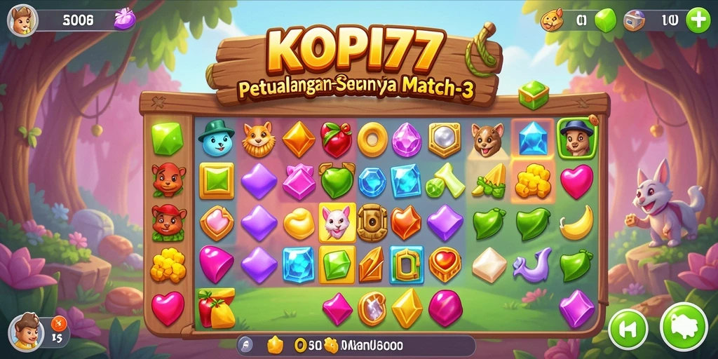 Tampilan gameplay KOPI77 yang seru dan penuh warna.