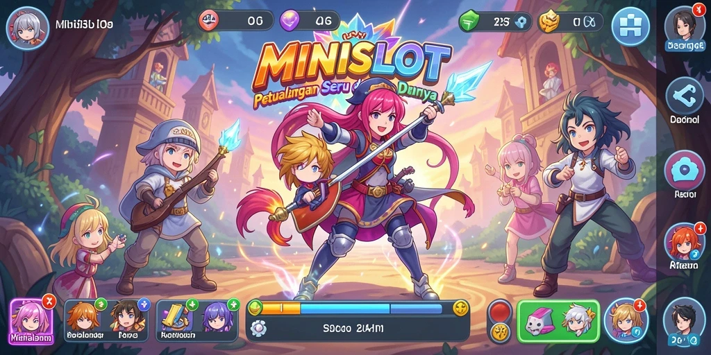 Screenshot MINISLOT menunjukkan karakter anime ikonik dalam gameplay slot yang seru.