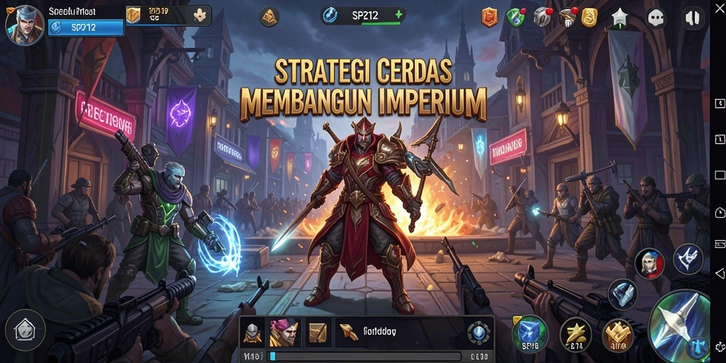 Tampilan gameplay SP212 yang menampilkan strategi pembangunan imperium.